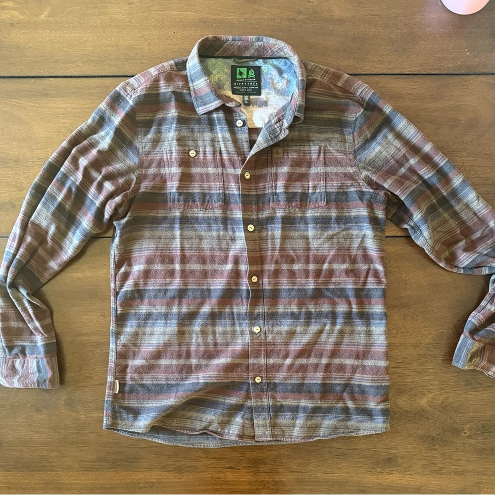 Men's Striped Button Down Shirt Burgundy, Navy, Gray.
